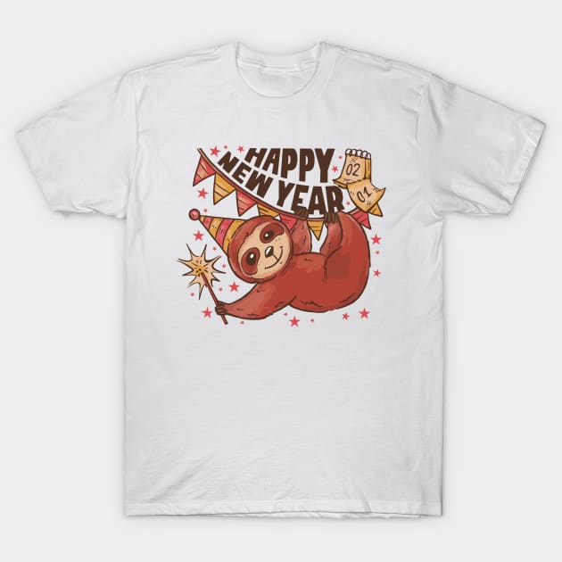 Sloth Happy NewYear T-Shirt by petit-creativ